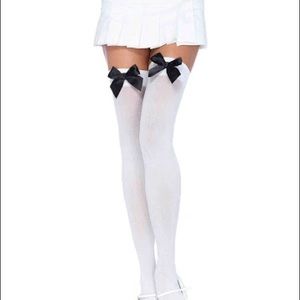 White Thigh Highs with Bow